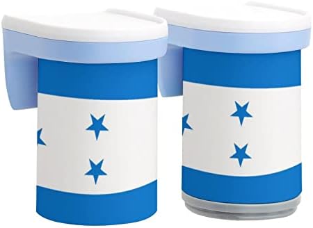 דגל Nudquio של Honduras משחת שיניים מחזיק זוג אחד כוסות צחצוח מגנטיות מארגן אביזרי אמבטיה רכוב קיר לבית/נסיעה