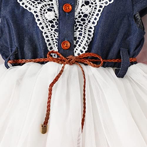 פעוטות ילדים בנות תינוקות נסיכה שמלת תחרה ללא שרוולים ג'ינס תפרים תפירים טול טוטו בגדים