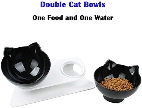 קערות חתולים של ג'יאנגיאנוס מוגבהים במזון וחתולים קערות מים, קערות חתולים מורמות של 15 מעלות, קערות חתולים