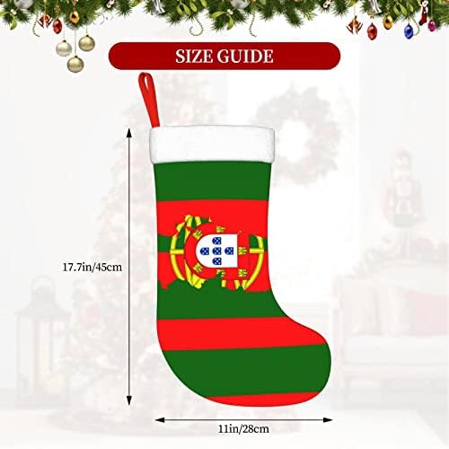QG ZZX דגל פורטוגל מגרש חג המולד גרבי חג המולד גרב אח תלויה גרב 18 אינץ 'קישוט חג