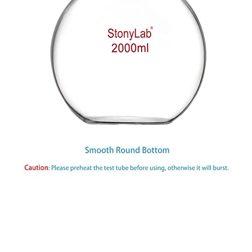 זכוכית Stonylab 2000 מל צוואר ארוך בקבוק תחתון שטוח, בקבוק קיר כבד של בורוסיליקט, בקבוק רתיחה תחתון שטוח