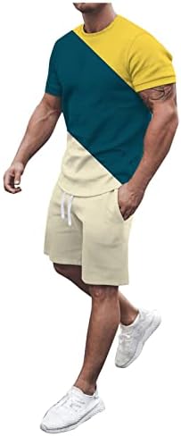 Zhensanguo Mens אופנה חולצות קיץ לגברים חולצות טי קצרות של שרוול קצר ומכנסי ספורט קלאסיים של מכנסי ספורט