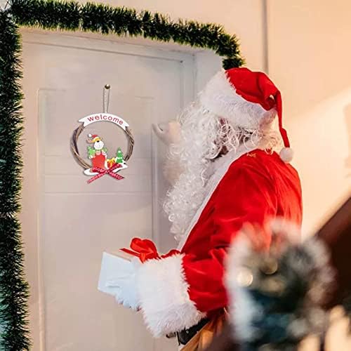 סדרת חג המולד הקרובה של חג המולד Rattan תליון חג המולד מעגל ראטאן תליון ארון דלת דלת זר דקורטיבי כדורי חג