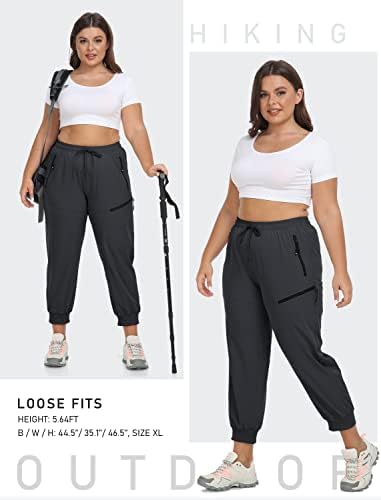 MOFIZ לנשים פלוס פלוס מכנסי מטען קלים משקל קל ויבש יבש אימון אתלטי אימון רוכסן חיצוני מכנסיים