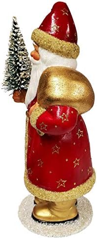 חברת המסחר Pinnacle Peak Ino Schaller Santa Santa עם כוכבי זהב אוחזים בעץ חג המולד מכשיר נייר גרמני