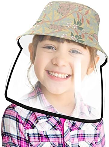 כובע מגן למבוגרים עם מגן פנים, כובע דייג כובע אנטי שמש, פרח אפור ורוד וינטג '