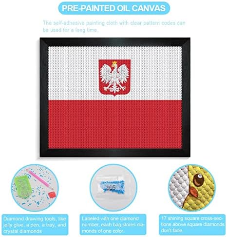דגל פולין עם נשר יהלומי ציור ערכות תמונה מסגרת 5 עשה זאת בעצמך תרגיל מלא ריינסטון אמנויות קיר