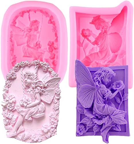 Miyahouse סיליקון סבון תבניות נערת מלאך סיליקון תבניות פרח 3D יופי יופי יופי מלאך סבון סבון לסבון בעבודת