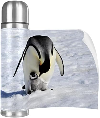 פינגווין אם ותינוקת נירוסטה בקבוק מים דליפת דליפה, כפול ואקום מבודד בקף תרמוס ספל נסיעות ספל 17 גרם