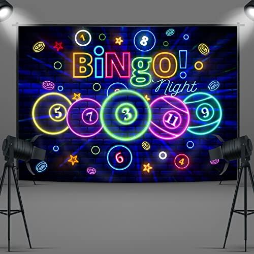 בינגו לילה נושא רקע 7 ווקס5 שעות רגליים ניאון סנוקר משחק זמן תחרות עבור בינגו מנצח כדור מסיבת מטבעות פוליאסטר