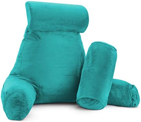 מיטת קלרק מיטת מנוחה קריאת כרית עם זרועות וכיסים גליל צוואר הניתן לניתוק ותמיכה המותנית לילדים בני נוער