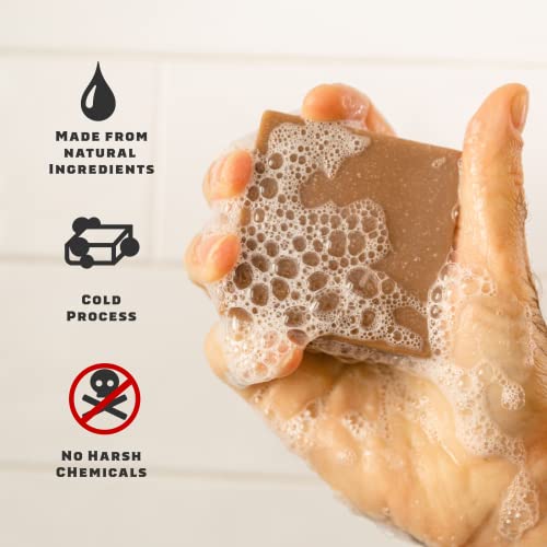 סבון בר טבעי לגברים, חבילת מגוון 5 בר-מרווה אלפינית, רום מפרץ, בורבון, אקליפטוס וחלב עיזים