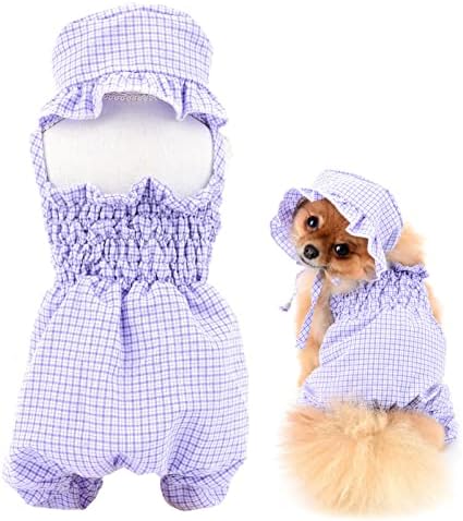 Smalllee_lucky_store בגדי חיות מחמד בנות בנות גור כותנה משובצת פיג'מה PJs לכלבים בינוניים קטנים חתולים