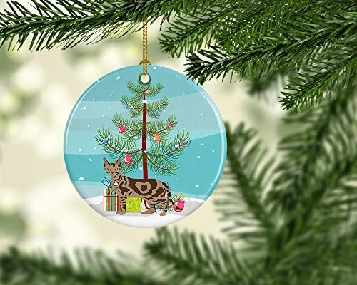 אוצרות קרוליין CK4720CO1 SOKOKE חתול קישוט קרמיקה לחג המולד שמח, קישוטים לעץ חג המולד, קישוט תלוי