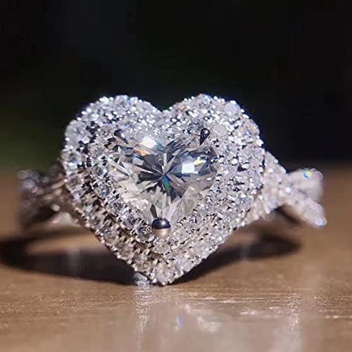 2023 חדש אהבת צורת מלא יהלומי טבעת יהלומי אהבת ריינסטון טבעת אלגנטי גיאומטריה ריינסטון טבעת מלא יהלומי