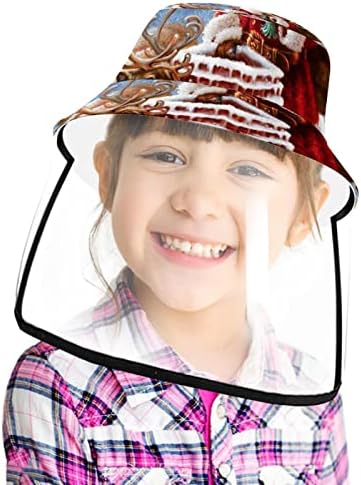 כובע מגן למבוגרים עם מגן פנים, כובע דייג כובע אנטי שמש, ציור שמן סנטה קלאוס