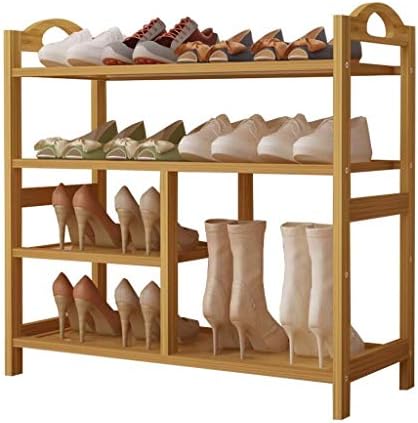 Xiejia Zwj -Shoe Rack 4 Tier - נעלי במבוק - מגפי מתלה - אחסון משופר לעקבים, אחסון, מתלה נעליים, אולם, סלון,
