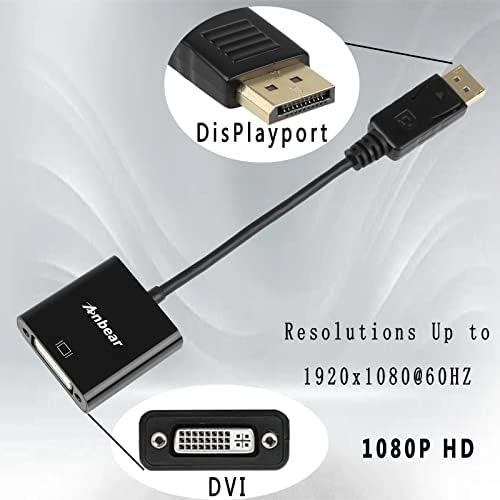 Anbear DisplayPort למתאם DVI 10pack, יציאת תצוגה למתאם DVI-D תואם למחשב, שולחן עבודה, מחשב נייד, מחשב