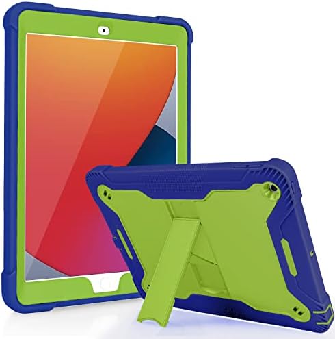 Kiq ipad 7th 8th Case, כיסוי הגנה על שכבה כפולה של פגוש כבד מחוספס כבד עם קיקסטנד עבור Apple iPad 10.2 7th 8th