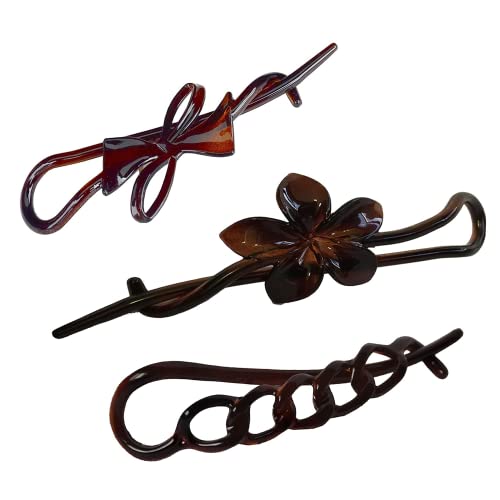 פרסלונה צרפתית טוויסט קליפ פרח, קשת ושרשרת 4 צלולואיד מתכת משלוח שיער סיכת קליפים נשים שיער אבזרים, תוצרת צרפת