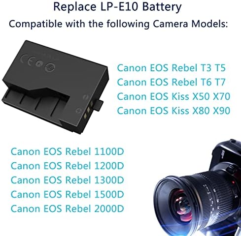 F1TP ACK-E10 AC מתאם אספקת חשמל מתאם DR-E10 ערכת סוללה דמה החלף סוללה LP-E10 עבור Canon EOS Rebel T3 T5