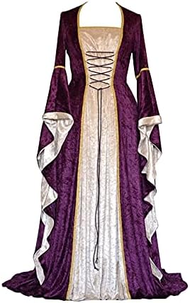 צפותים רנסנס שמלת נשים בציר ליל כל הקדושים מימי הביניים סקסי תלבושות גותי מכשפה המפלגה קוספליי מקסי