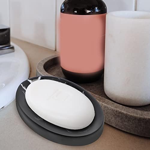 נורדי סגנון השיש דפוס סבון תיבת סבון מחזיק סבון ספוג מגש עבור מקלחת אמבטיה אמבטיה כיור מטבח שחור הגשת מגש עגול