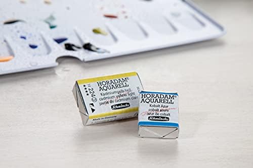 Schmincke - Horadam® Aquarell Premium Color Box עם 24 צבעי מים הטובים ביותר, פלטת חרסינה, 74524097, קופסת עץ, 24