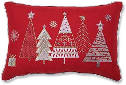 כרית מושלמת-629858 חג המולד כוכב עקף עצים רקום חוט חוט המותני דקורטיבי כרית, 12 איקס 18, אדום, זהב, כסף, לבן