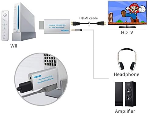 Autoutlet Wii to Hdmi Converter 720p ו- 1080p Wii2hdmi מתאם ו- 3.5 ממ Audio Jack Aluminum סגסוגת עבור Nintendo