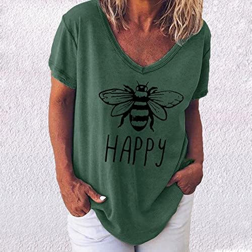 חולצות מחשוף מתוקה לנשים שרוול קצר גרפי רופף בכושר שמח חיות חיות Kawaii חולצות טי -חולצות בנות HD