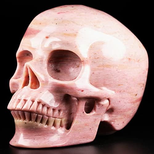 Mr.Skull 5.0 פסל גולגולת קריסטל סופר ריאליסטית, אבן ריפוי קריסטל, עיצוב בית אבן חן מגולפת ביד, פסל