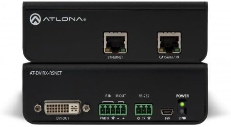 Atlona Technologies AT-DVIRX-RSNET HDBASET RX DVI Box עם Ethernet, RS-232 ו- IR