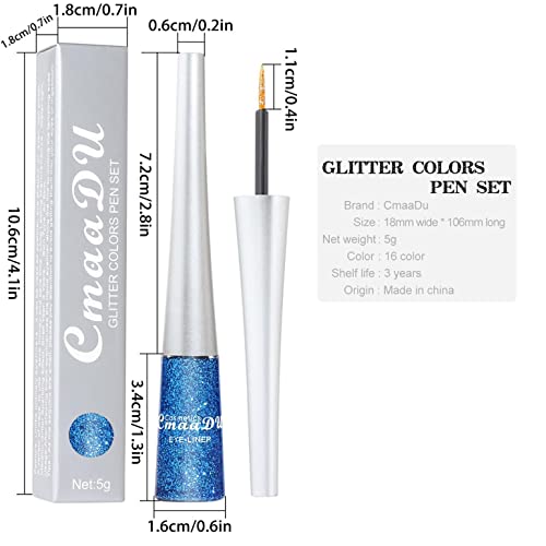 צבעוני צלליות עט / אייליינר עט עמיד למים ללא כתם גליטר לטווח ארוך מקצועי עין איפור סט לנשים
