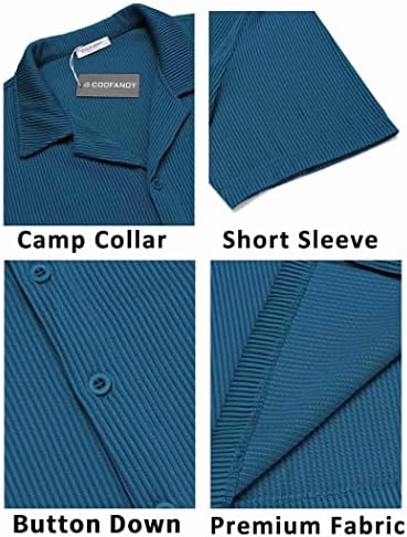 כפתור מזדמן של קואופנדי לגברים במורד חולצות שרוול קצר בכושר רגיל מחנה אופנה מחנה חוף חולצות חולצות