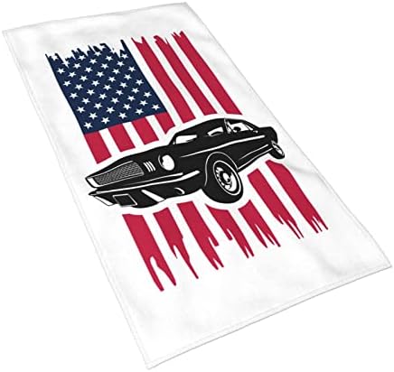 וינטג 'מוט חם דגל אמריקאי דגל אמריקה קלאסית מכוניות אמבטיות מגבות מגבות קטנות 27.5 x 15.7 מטליות