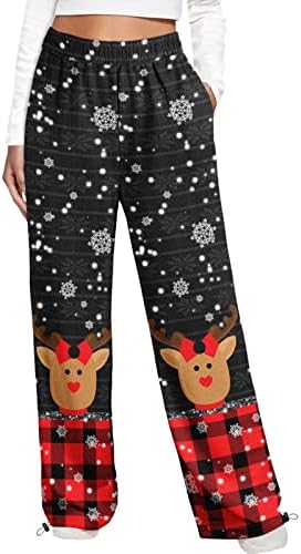 מכנסי טרנינג לחג המולד נשים, אימון גבוה במותניים פעילים מכנסיים הרמון מזדמנים מכוערים הדפס מצחיק.