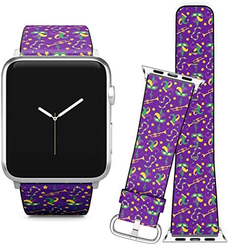 תואם לסדרת Apple Watch 5, 4, 3, 2, 1 // החלפת עור רצועת צמיד צמיד + מתאמים // Mardi Gras Carnival