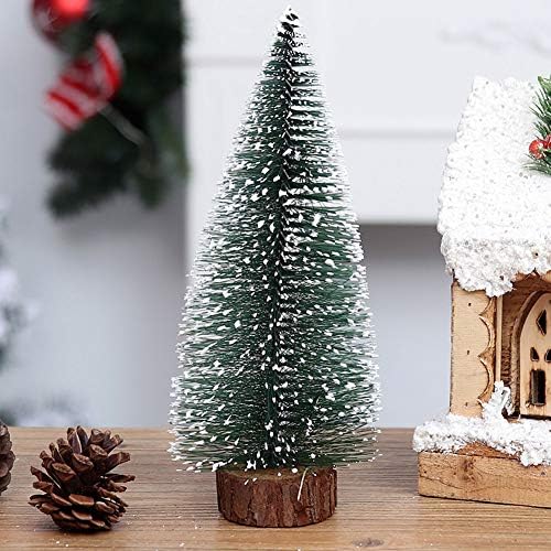 עצי אורן לחג המולד מיני מלאכותיים, קישוטי עץ שלג בסיס עץ סצינות מיניאטורות, מסיבת יצירה בית לשולחן חנות שולחן דקורטיבי,