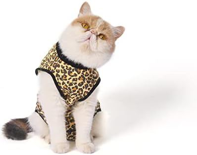 חליפת התאוששות לחתולים של ג'יופטי, בגד גוף של חתול לפצע בטן לאחר ניתוח או מחלות עור, צווארון אלקטרוני