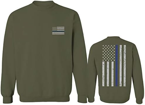 דגל אמריקאי קו כחול דק ארהב משטרת תמיכה בחיים סווטשירט צווארון גברים