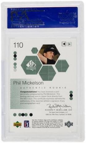 פיל מיקלסון חתם על כרטיס גולף אותנטי 2002 110 פ. ס. א. מנטה 9-ציוד גולף חתום