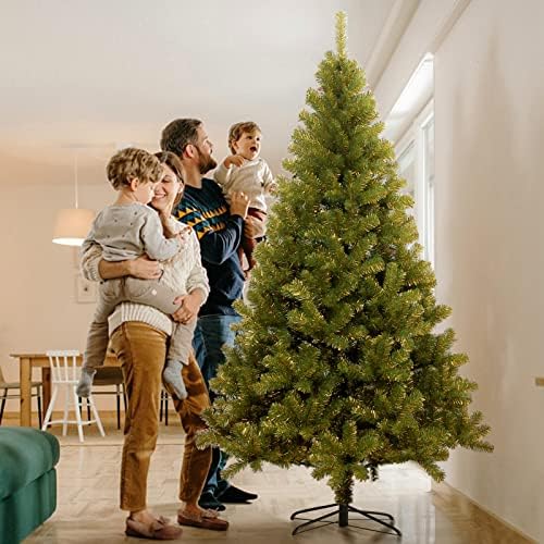 עץ חג מולד מלאכותי של חג סופר 6ft עם 928 טיפים לענף, מואר בירור צירים ירוק/עץ חג המולד מוזהב