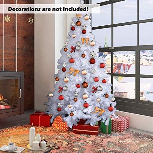 עץ חג המולד של Zmdza לבן ， עץ חג המולד מלאכותי עץ אורן עם רגלי מתכת מושלמות לקישוט חג מקורה וחיצוני