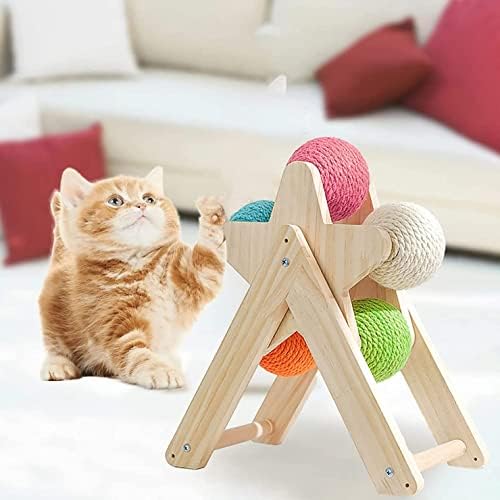 חתול גרדן צעצוע צבעוני קנבוס חבל חתול מגרד כדור צעצוע הפוך עיצוב מתאים לחתולים קטנים