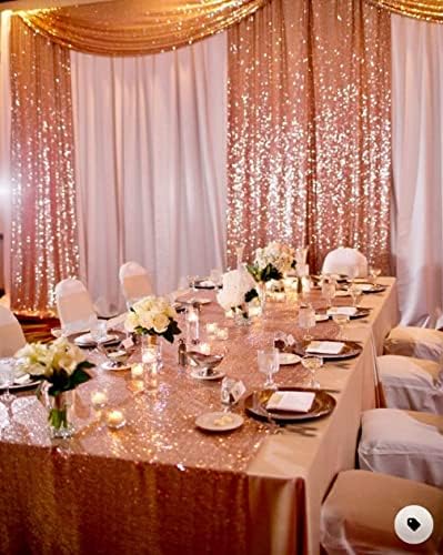 2 pcs 2ft x 8ft רוז ורד זהב רצף וילונות, רקע צילום נצנצים, רצף חג המולד חג ההודיה לעיצוב פסטיבל חג המסיבות לחתונה