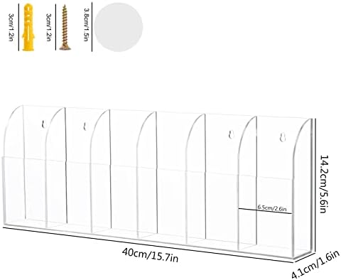 מחזיק קיר מרחוק של יקו אקרילי קיר קיר 6 תאים, מחזיק בשלט רחוק ברור הר קיר, 10.4 '' × 1.6 '' × 5.6