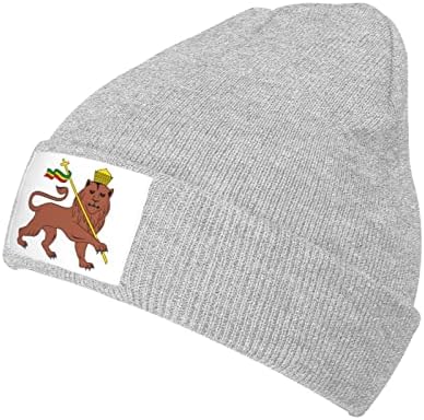 אתיופיה האריה של יהודה דגל כפת כובע לגברים נשים אקריליק כובע באזיקים לסרוג גולגולת כובע חורף חם שחור