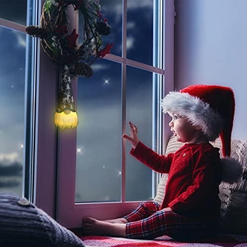 12 חתיכות סנטה גנום עם גנום שוודי קטיף LED עם גמדי חג המולד קלים בעבודת יד קישוטים תלויים קישוטים וינטג