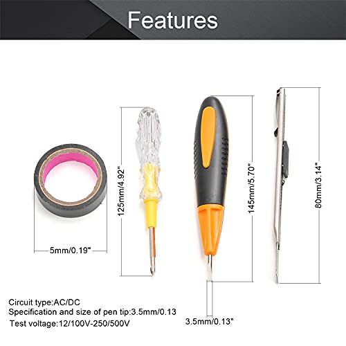 פילקט 1 ערכת עט גלאי בודק מתח חליפה, עיפרון בדיקת תצוגה דיגיטלית + עיפרון מבחן צולב + סכין כלי עזר + 5 מ 'קלטת